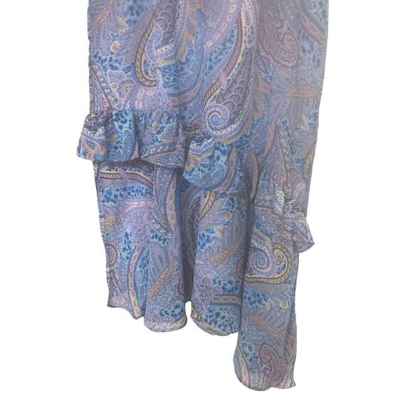 SAM EDELMAN NWT Blue Paisley Print Asymmetrical Ruffle Midi
Dress Size 12 - Picture 8 of 12